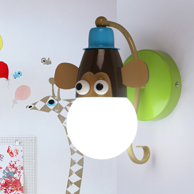 兒童壁燈創意卡通男孩臥室床頭燈可愛動物墻燈女孩房間溫馨燈具