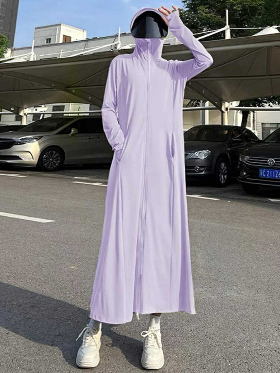 大碼300斤冰絲防曬衣女夏季胖mm長款全身海邊防曬服防紫外線罩衫