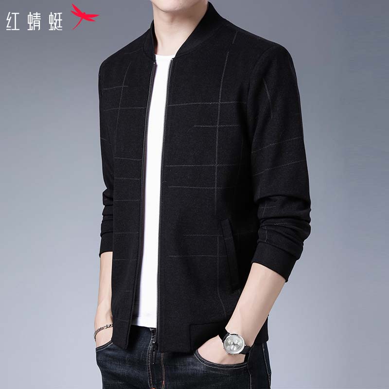 紅蜻蜓男士立領夾克商務高階秋季新款時尚簡約中年休閑上衣服外套