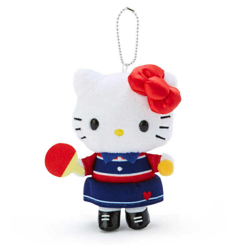 【震撼精品百貨】Hello Kitty 凱蒂貓~日本Sanrio三麗鷗 KITTY絨毛玩偶吊飾 鎖圈-桌球*81358