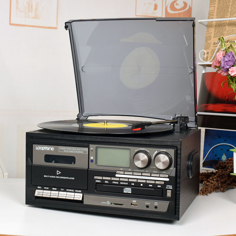CD/DVD播放機 黑膠唱片機 復古CD機 現代留聲機 藍牙USB內置迷你音箱 多功能電唱機 全館免運 1