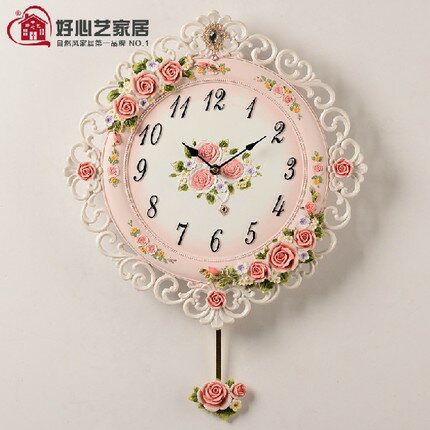  歐式夢幻玫瑰時尚藝術靜音掛鐘十天預購+現貨