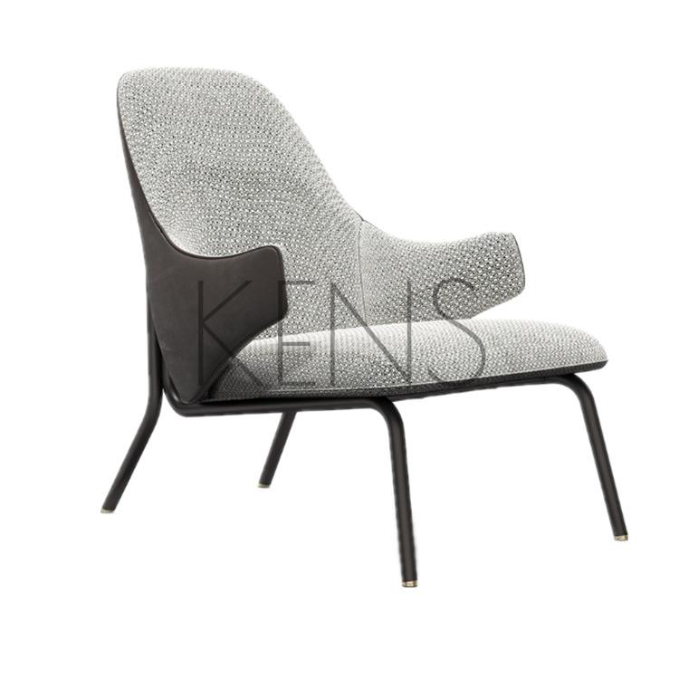 沙發 沙發椅 北歐輕奢布藝不銹鋼沙發椅現代簡約時尚意式設計師金屬休閑扶手椅