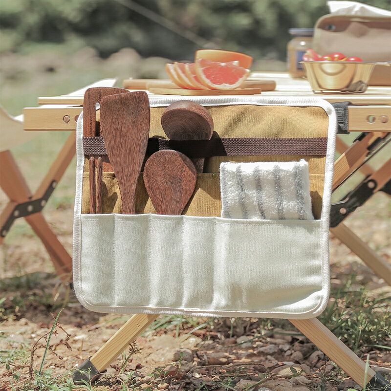 戶外野餐餐具收納包折疊置物掛袋便攜式燒烤炊具懸掛式帆布收納袋