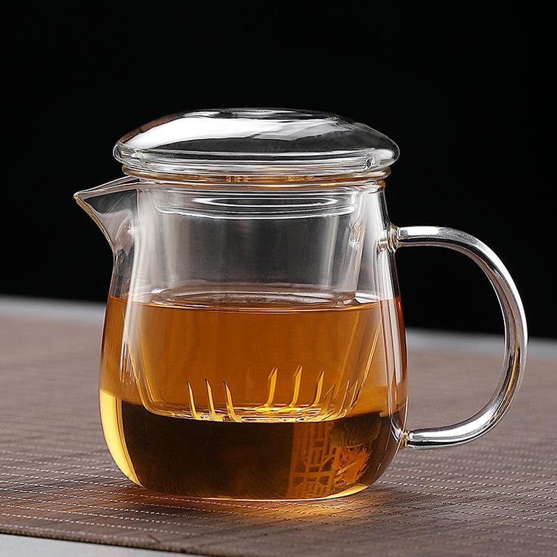 全玻璃泡茶三件杯茶水分離過濾茶杯家用辦公室花茶杯女士紅茶杯子