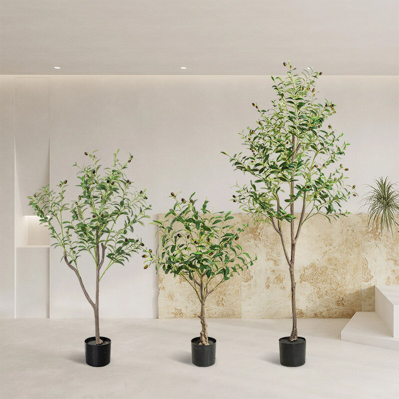 模擬綠植 發財樹 仿真植物 盆栽 盆景亞馬遜大型模擬綠植可拆裝橄欖樹盆栽家居室內櫥窗裝飾擺件植物