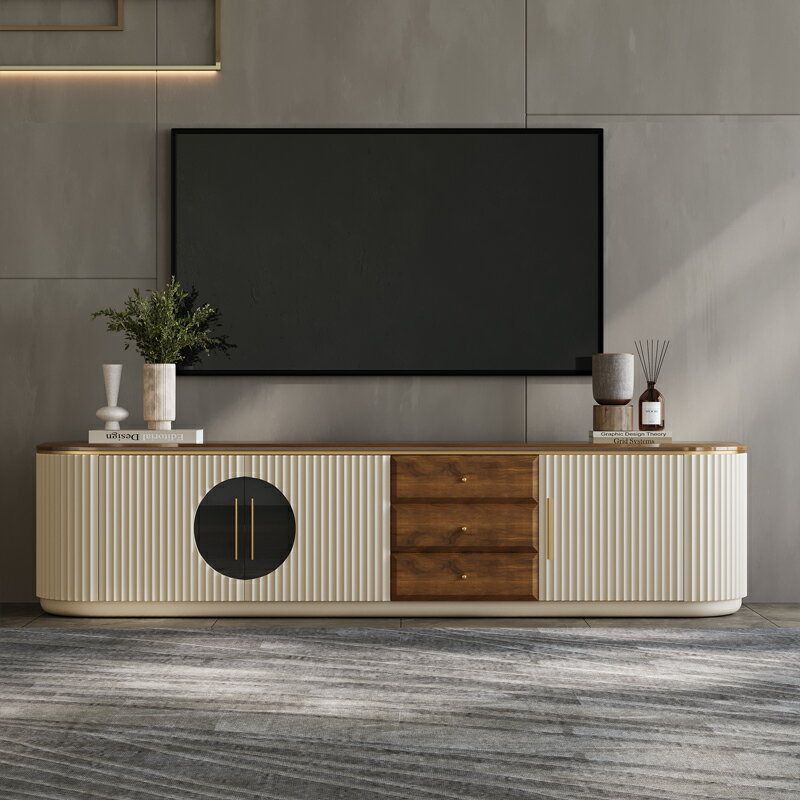 高端輕奢實木電視柜茶幾組合現代簡約大小戶型家用設計師客廳地柜