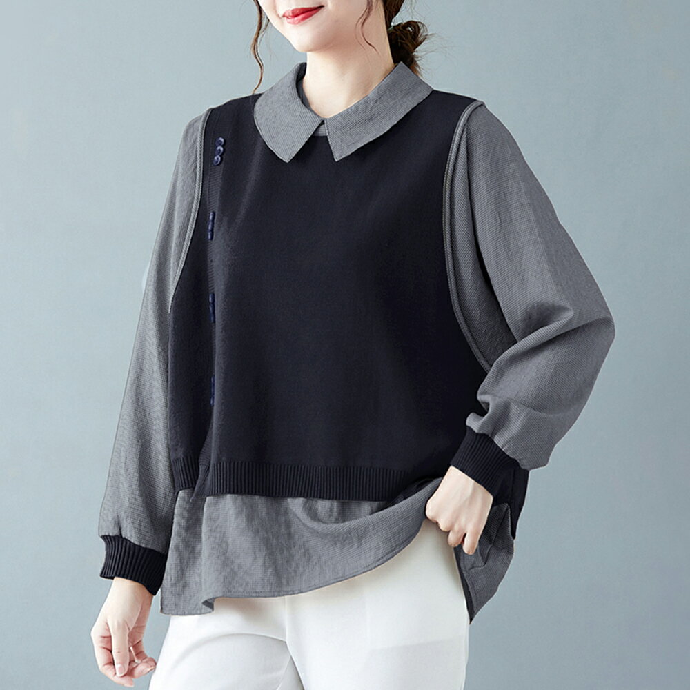 ＊ORead＊拼接假兩件上衣(4色M~4XL)