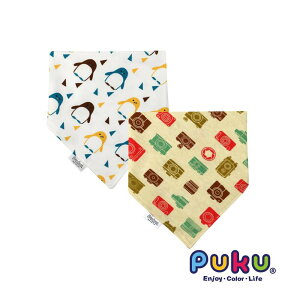 PUKU柔棉造型領巾/三角巾2入 (企鵝、相機)