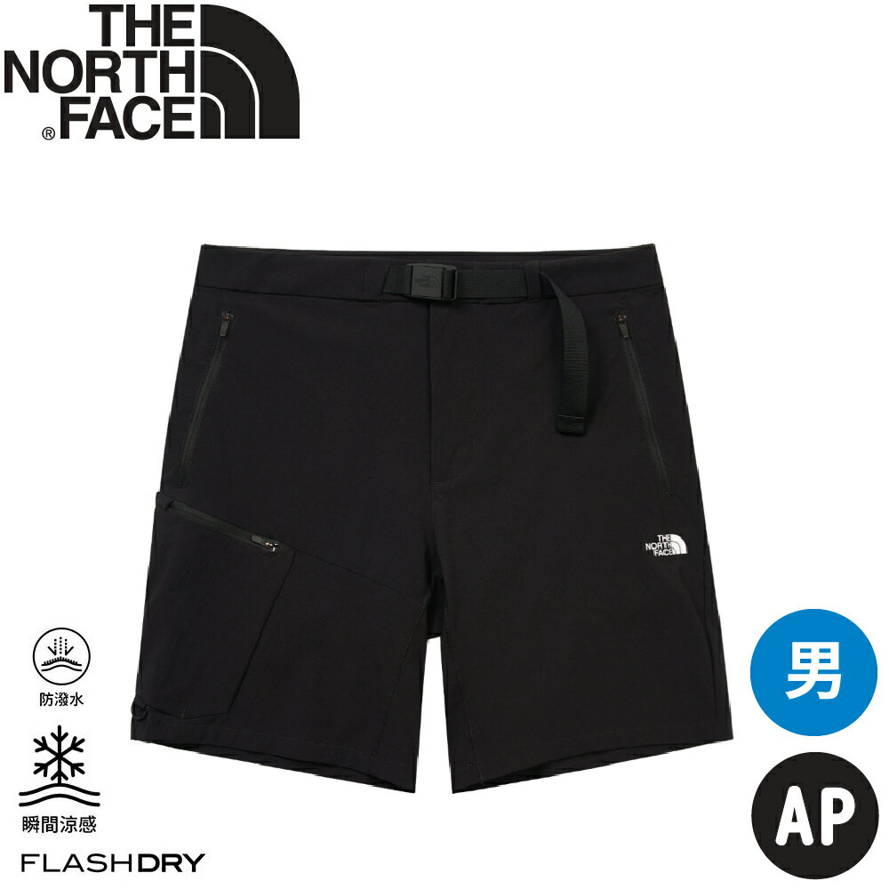 【The North Face 男 防潑水快乾可調節腰帶短褲 AP《黑》】87W4/登山/涼感褲/排汗