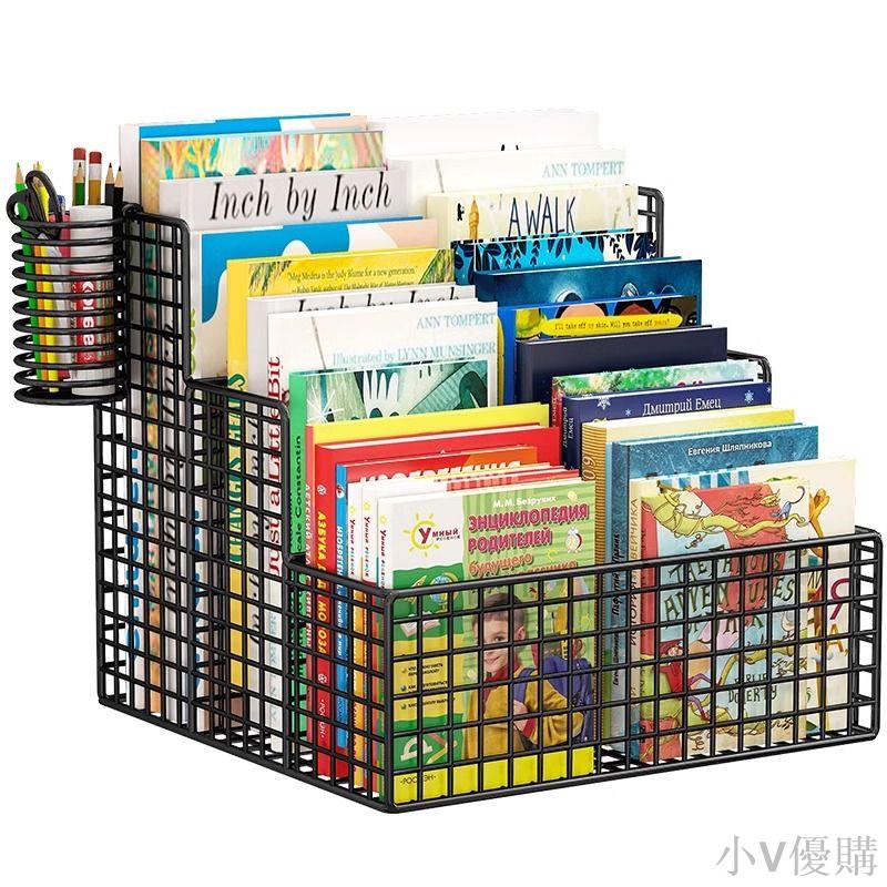 小V 書本收納箱桌面小書架兒童書櫃置物架桌上床頭飄窗寶寶繪本閱讀架