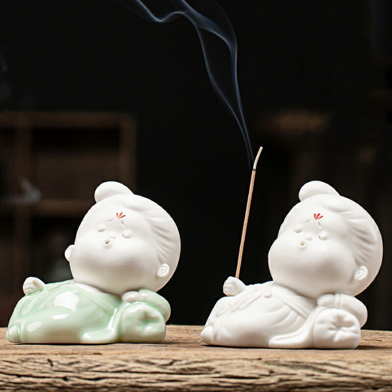 【米蘭精品】現貨+預購 插香器香薰爐薰香塔擺件檀香禪意手工擺件居家內飾書房配件-陶瓷宮女用品4款74ml41
