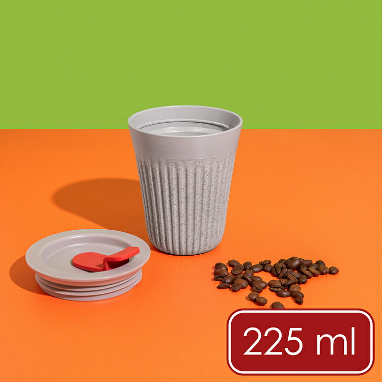 《La Cafetiere》TheBeanie環保隨行杯(紅蓋迷霧灰225ml) | 可微波杯 隨身咖啡杯 隨身水壺 直飲杯 環保杯【領券滿額再折千8/31止】