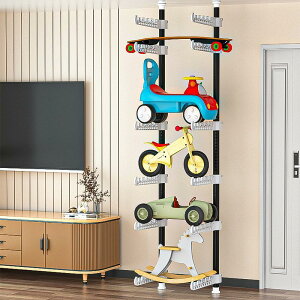 免運 兒童玩具車收納架客廳家用落地免打孔滑板自行車置物架子-快速出貨