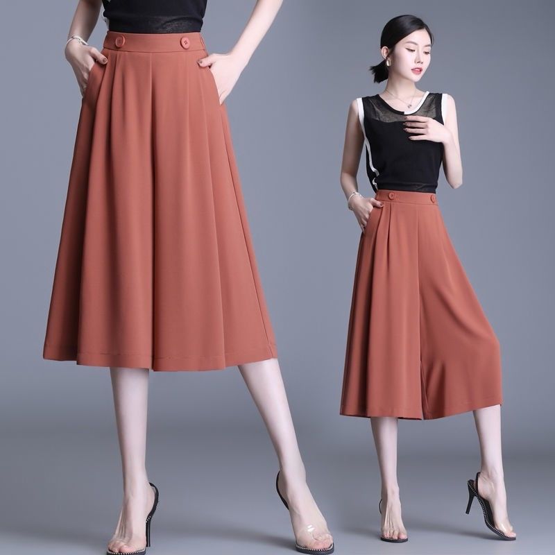 雪紡寬褲雪紡七分闊腿褲女夏季新款高腰垂感大碼褲裙小個子休閒褲薄【淘夢屋】【淘夢屋】 3