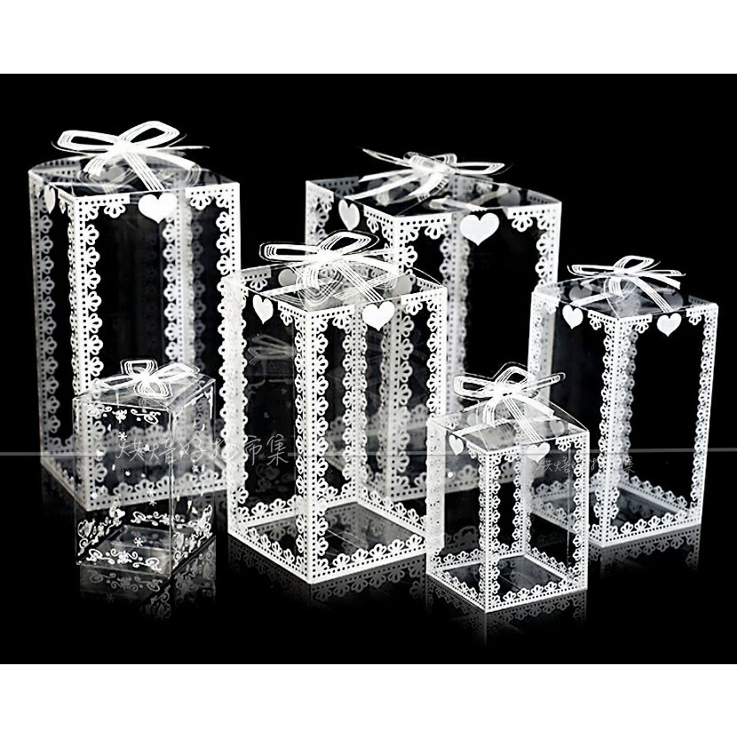 PVC盒 透明盒 透明 包裝盒 花邊 禮物 盒 展示 塑膠 餅乾 糖果 盒子 禮品 婚禮 小物 收納 包裝 烘焙 批發 1
