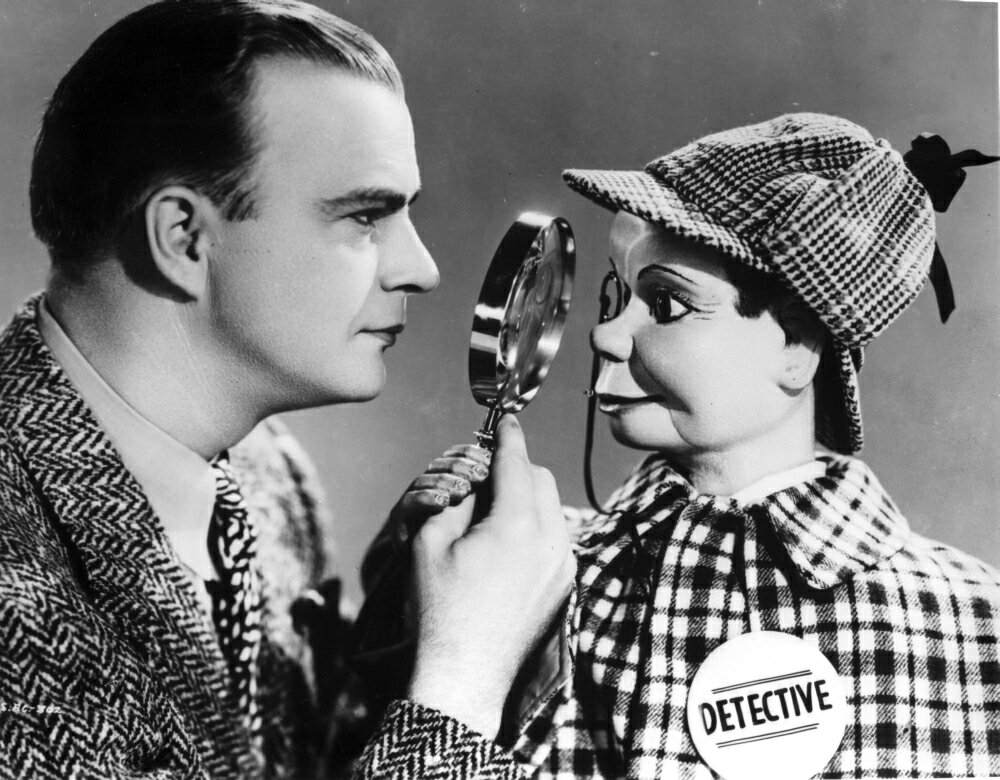 Posterazzi: Edgar Bergen Checking Puppets Face With Magnifying Glass ...