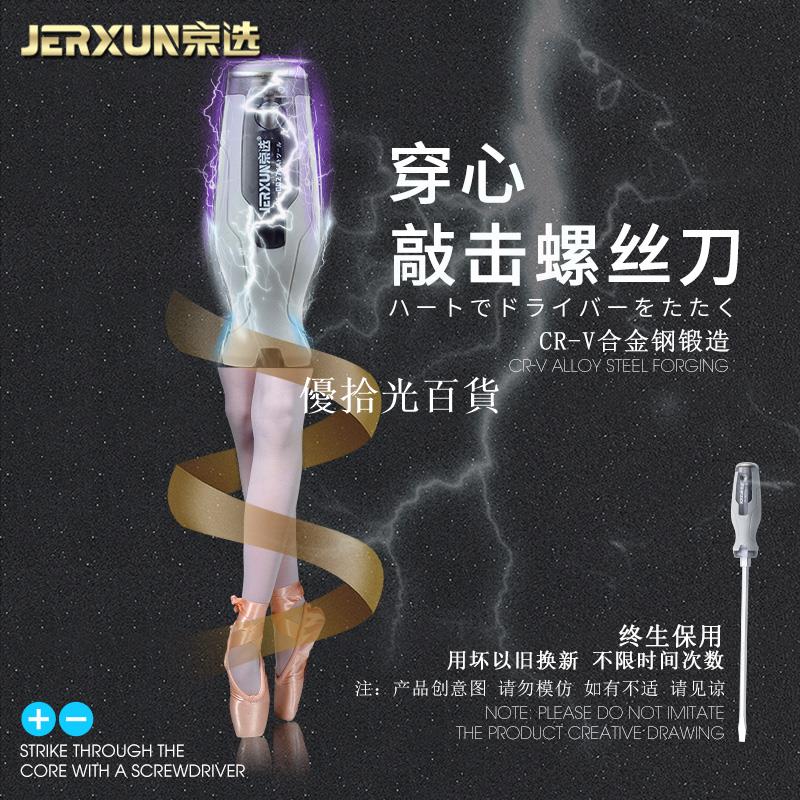 京選可敲擊穿心螺絲刀一字十字起子工業級超硬改錐磁性平口螺絲批[領邦五金配件]