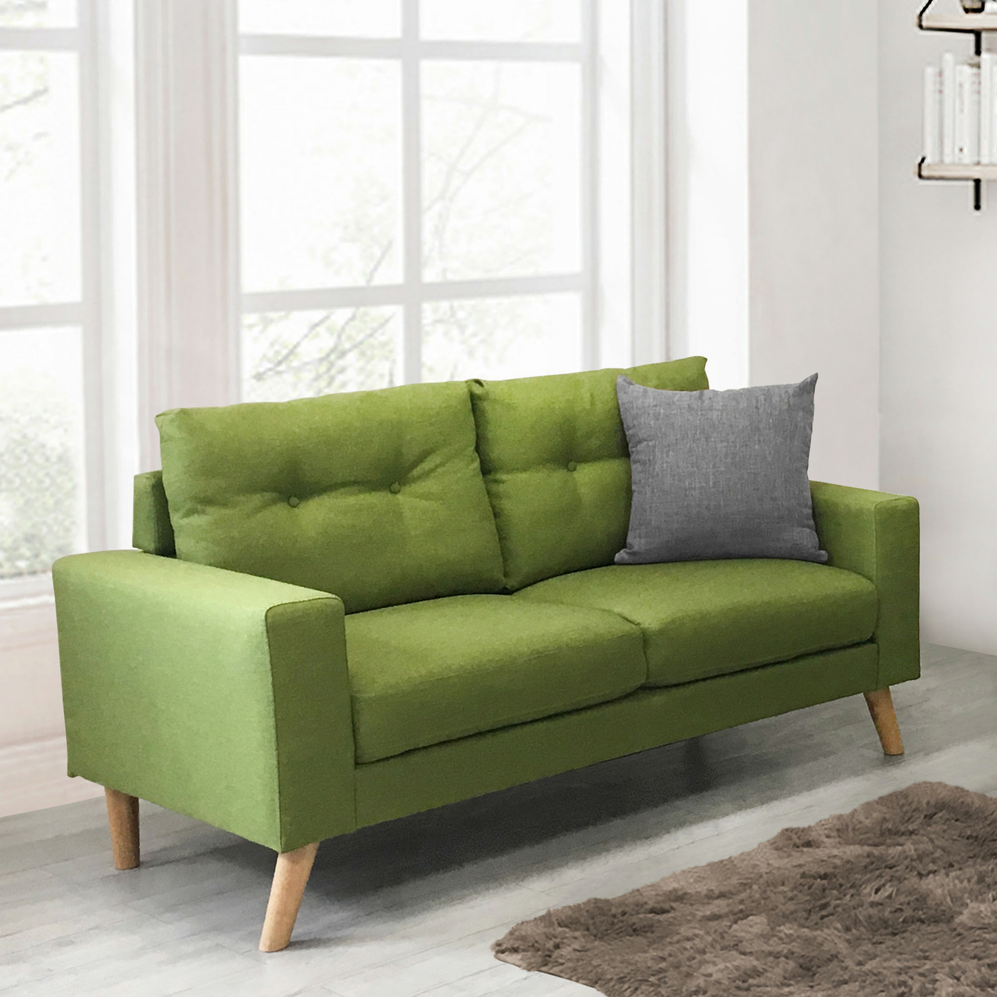 《翡翠》 新品 綠色 雙人沙發 二人座 二人位 布沙發 亞麻布 日式 清新 自然 套房 客廳 工廠直營 【新生活家具】