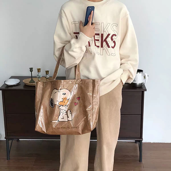 ANNAS 史努比防水牛皮紙包 透明包 果凍包 塑膠牛皮紙袋 包 手提袋史奴比399 2