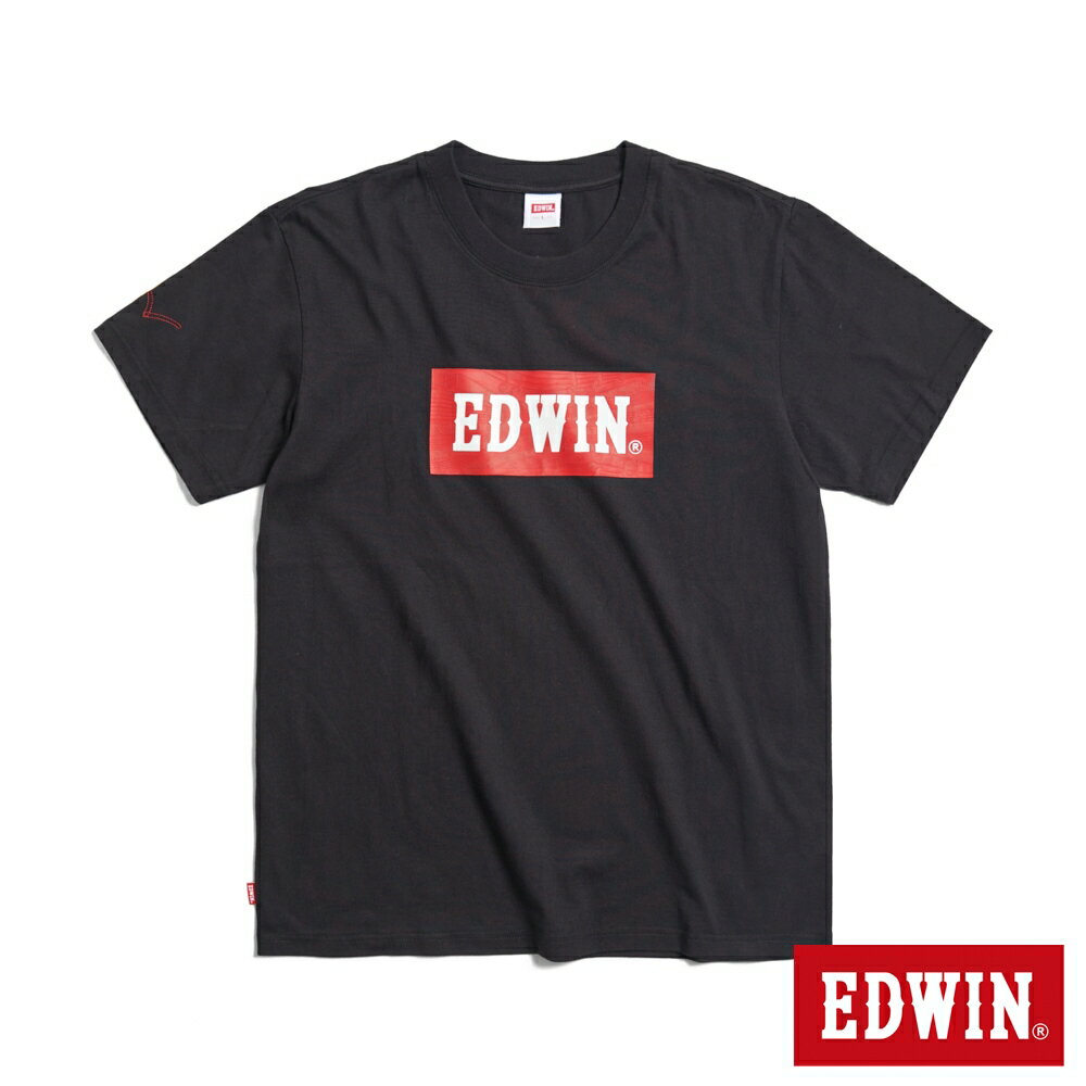 EDWIN 男款 音樂紅印花短袖T恤 (黑色)