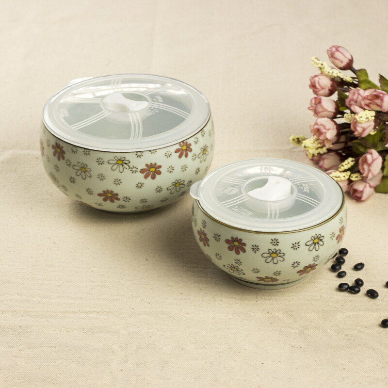 景德鎮陶瓷保鮮碗2件套裝保鮮便當盒帶蓋密封泡面碗飯碗湯碗