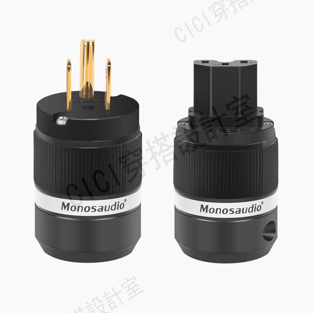 Monosaudio 純紫銅US美標HiFi功放音響音頻電源線插頭插尾公母頭【亞德機械五金家居】
