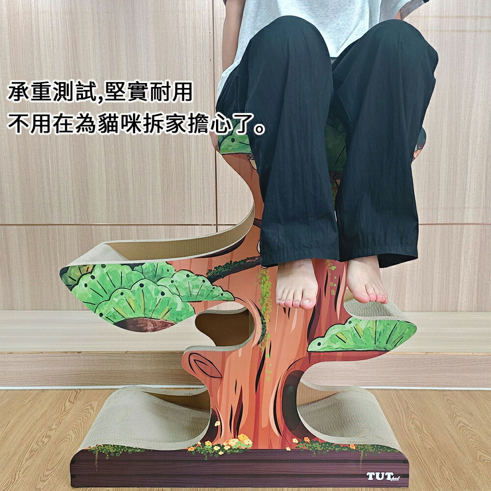 【台灣現貨】加高加大松樹貓抓板 一體式貓咪磨爪板 盆景大樹貓窩 多層豪華磨爪板貓咪床 4