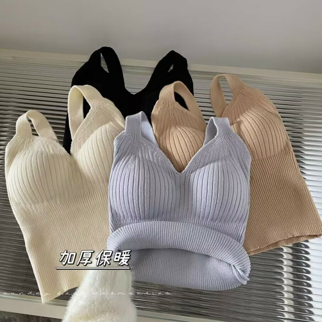 FUXI 發熱背心女 保暖背心 秋冬內搭衣 帶胸墊背心 免穿內衣 加厚加絨無袖背心 打底上衣 女裝 修身顯瘦彈力背心