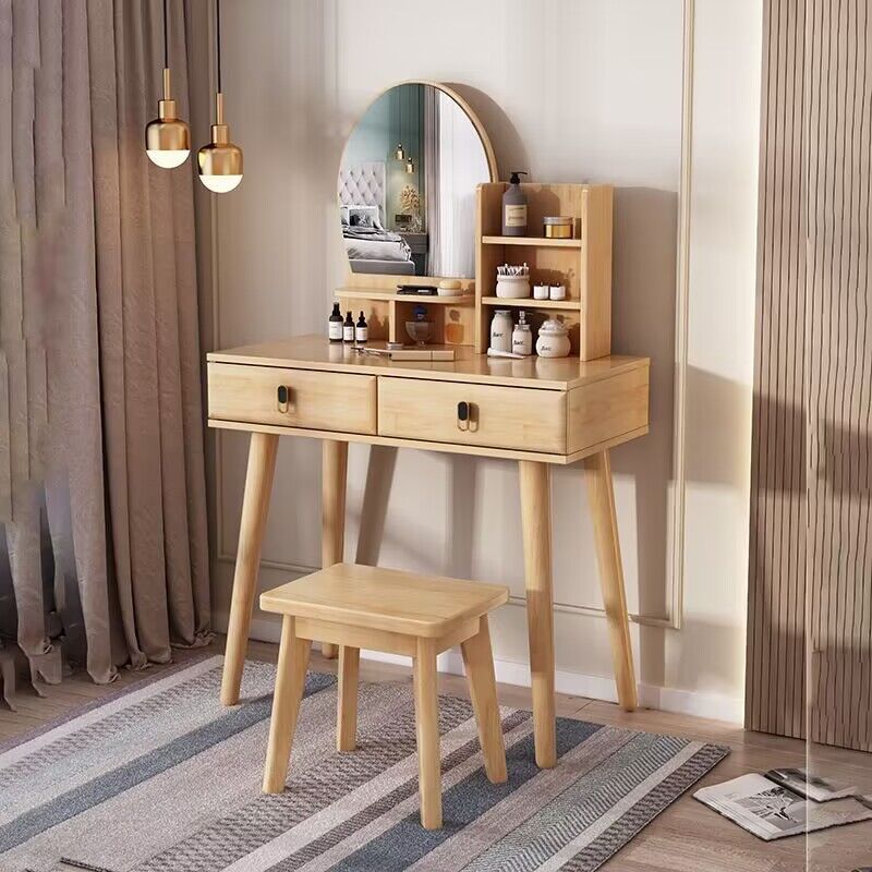 免運 化妝桌 實木梳妝臺 小戶型化妝桌  實木小戶型梳妝臺臥室現代簡約化妝桌新款網紅帶收納柜一體梳妝桌 可開發票 全館八折 工廠現貨直銷 新品特價 y9052