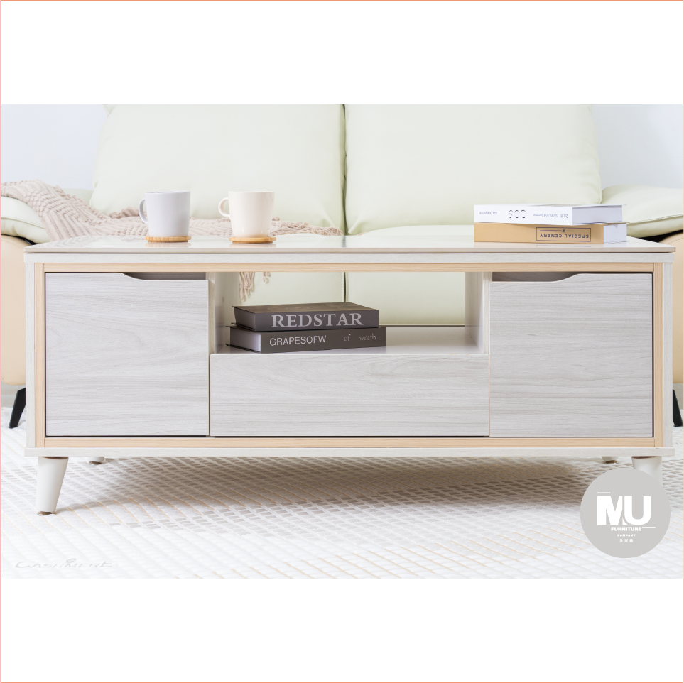 【沐家具mufurniture】Smile白榆木4尺岩板茶几/客廳/收納