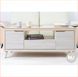 【沐家具mufurniture】Smile白榆木4尺岩板茶几/客廳/收納