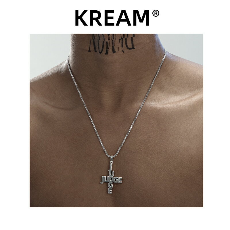 KREAM 原創 S925純銀 JUDGE字母十字架吊墜男嘻哈女同款項鏈