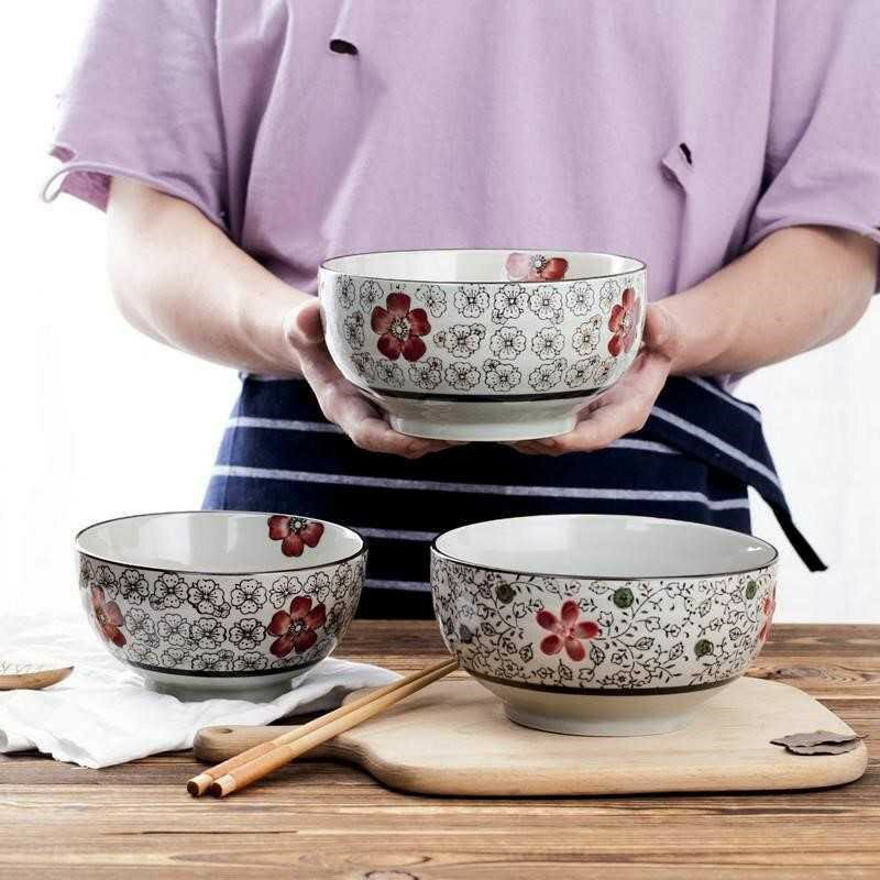 景德鎮創意陶瓷吃飯碗6寸麵碗家用大號日式泡麵碗7寸個性湯麵碗