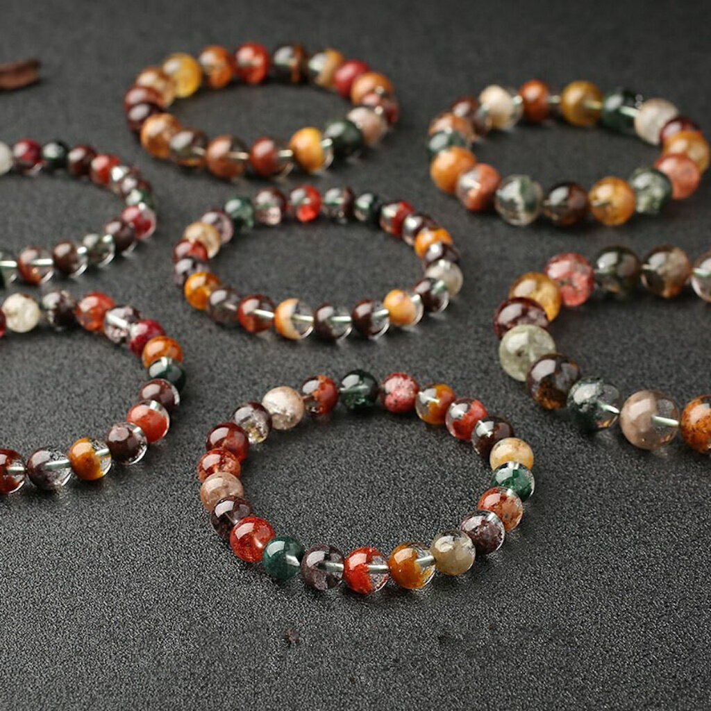 ISONA 天然水晶彩幽靈 / 花幽靈 / 四季幽靈聚寶盆水晶手串水晶手鏈手串珠水晶串珠水晶手鍊 水晶手鏈 3