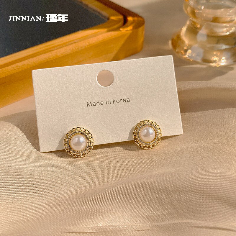 圓形金屬珍珠耳釘女2020年新款個性時尚耳環個性小眾設計感耳飾