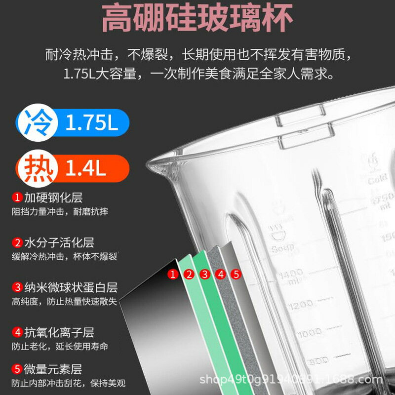 110V美規破壁機智能全自動加熱多功能料理機攪拌機榨汁機豆漿機-朵朵