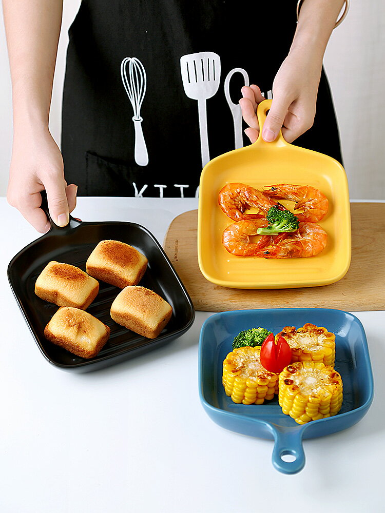 方形陶瓷焗飯烤盤創意餐具盤子家用網紅ins水果燒烤箱碗碟子餐盤