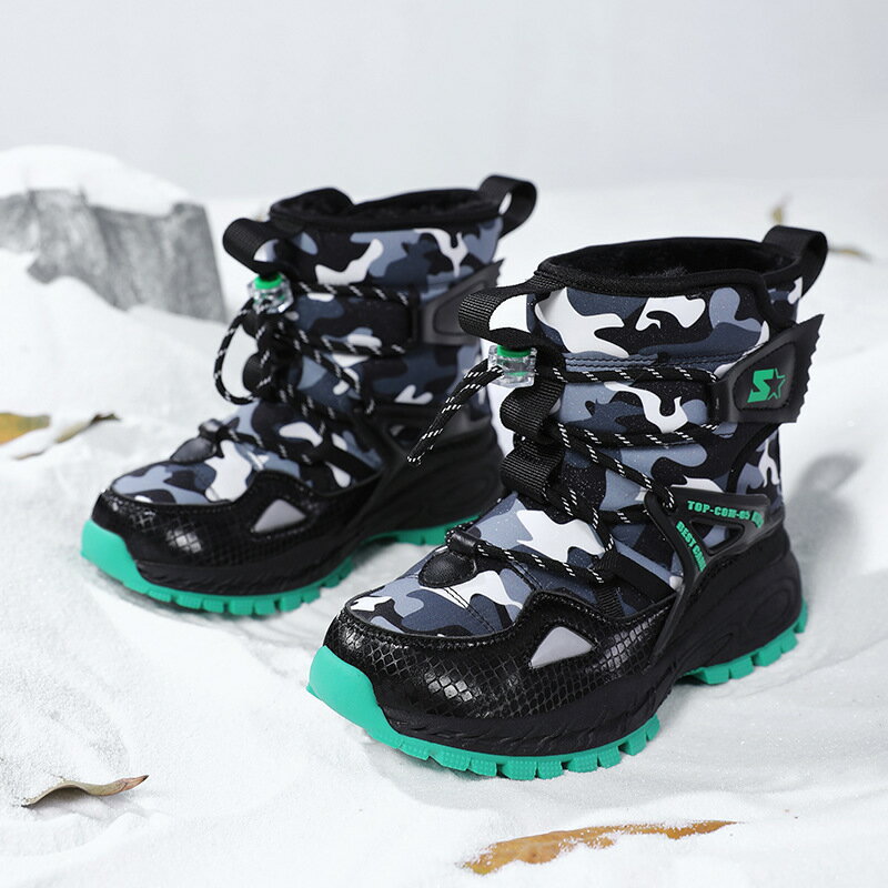 【免運】可開發票 兒童雪地靴冬季新款男女童加絨靴子中大童時尚保暖鞋