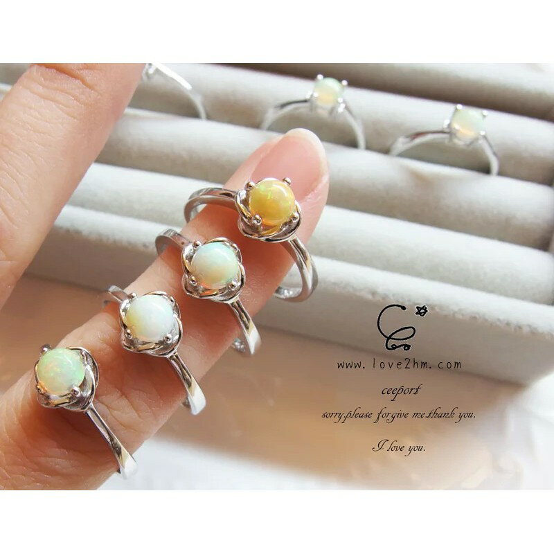 歐珀(蛋白石) 戒指/蛋白石/純銀戒指/925純銀/ [晶晶工坊-love2hm] 4