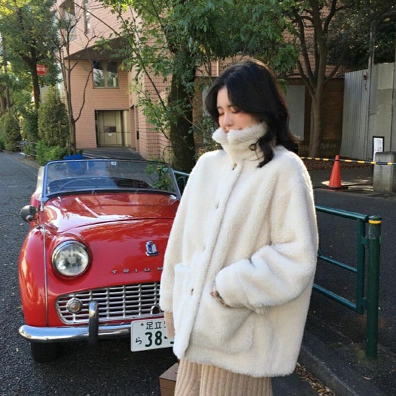 【巴黎精品】羊羔毛外套皮草大衣-新款顆粒羊絨羊羔毛女外套a1iu45