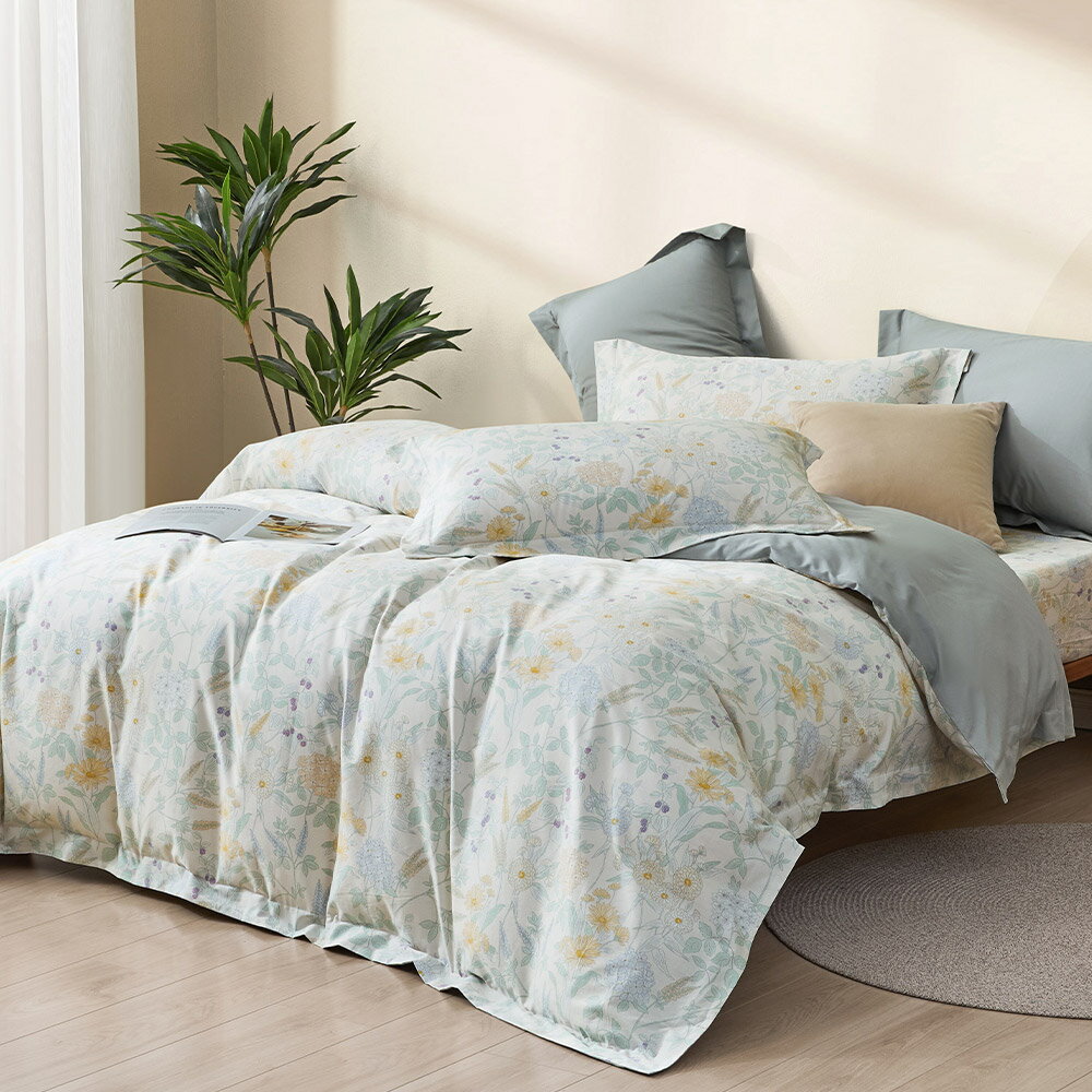 Miile美麗棉系列-盛夏繁花 / 美國棉四件式兩用被床包枕套組