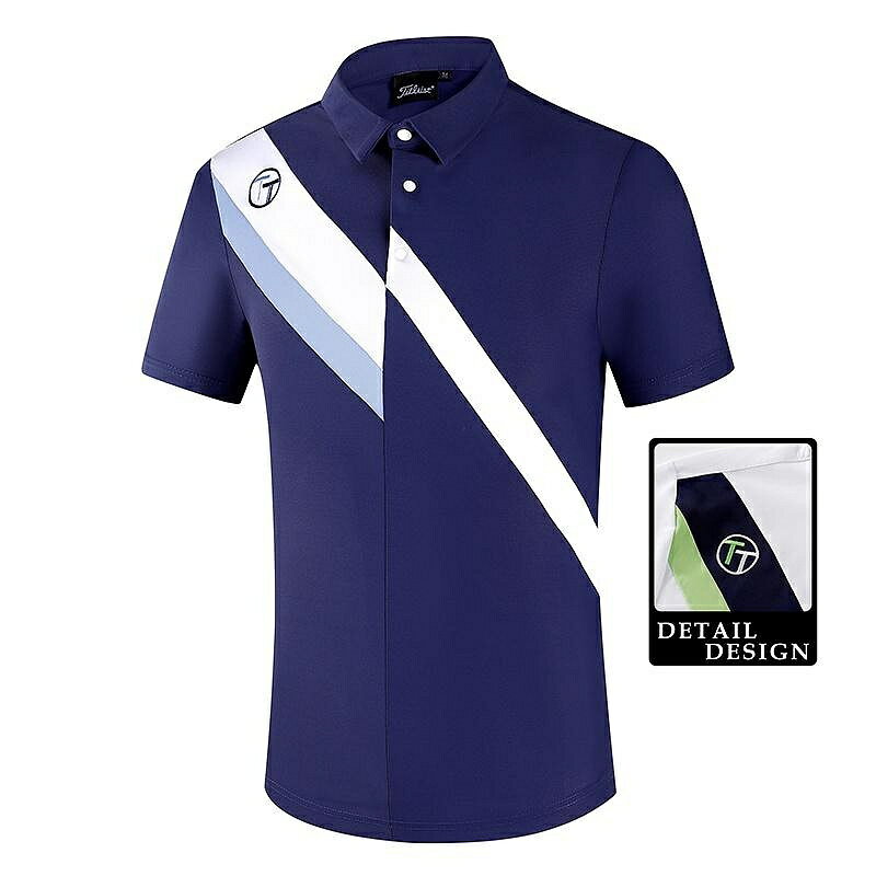 【Titleist】高爾夫運動短袖T恤男士夏季 Golf服裝拼接Polo衫速乾上衣球衣#22028373236