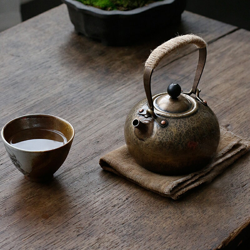 黃銅提梁壺茶壺提梁壺煮水壺煮茶壺家用日式簡約茶道銅藝小號| 協貿國際