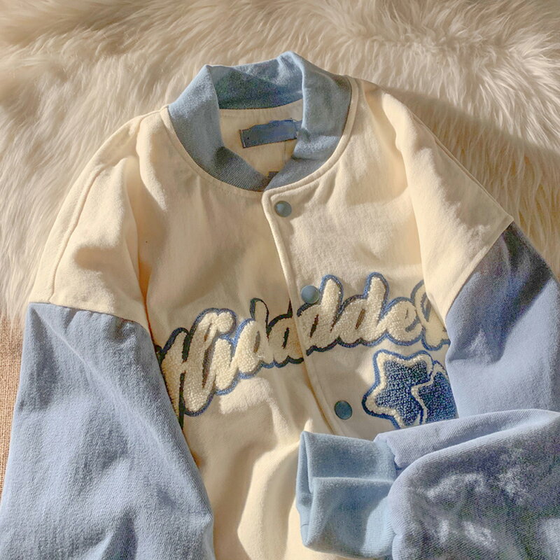 美式街頭夾克棒球服女春秋季薄款小眾設計感甜酷oversize外套開衫