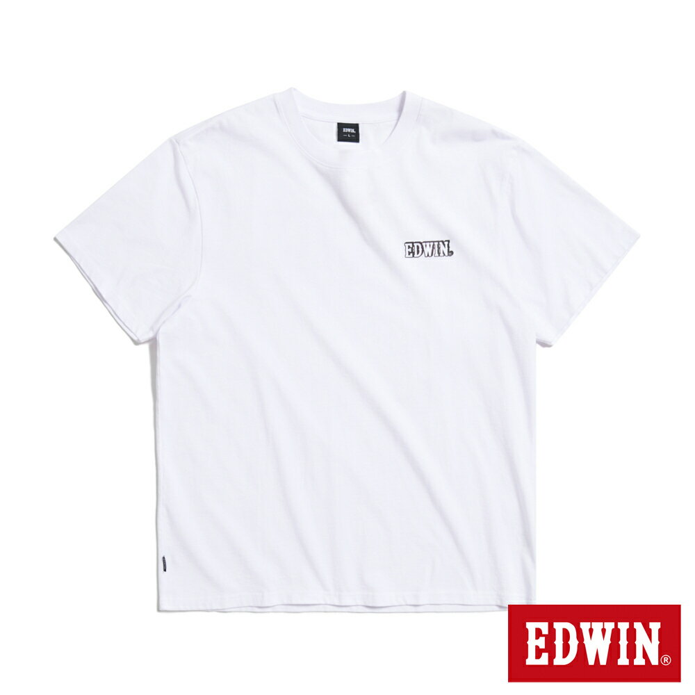 EDWIN 虹光印花寬版短袖T恤-男款 白色