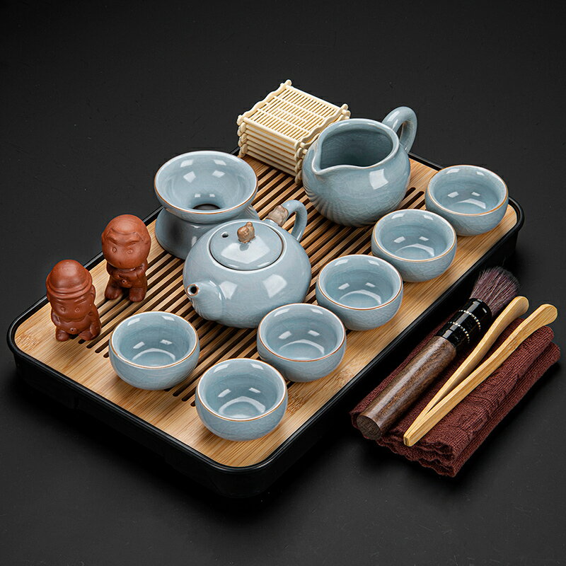 茶具茶盤套裝家用辦公室會客泡茶用品中式復古功夫茶壺茶杯組合