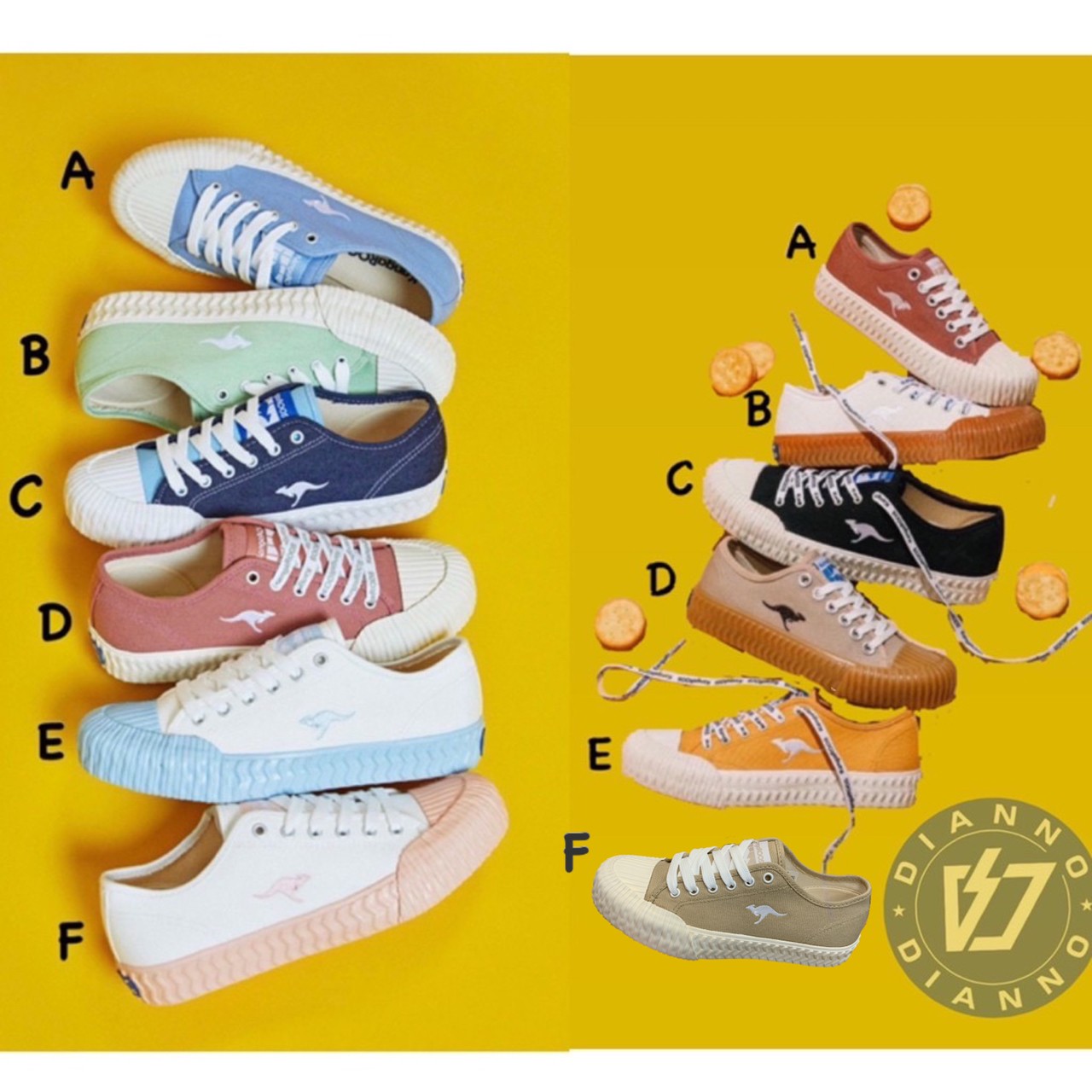 KANGOL 糖果色系配色帆布鞋/餅乾鞋