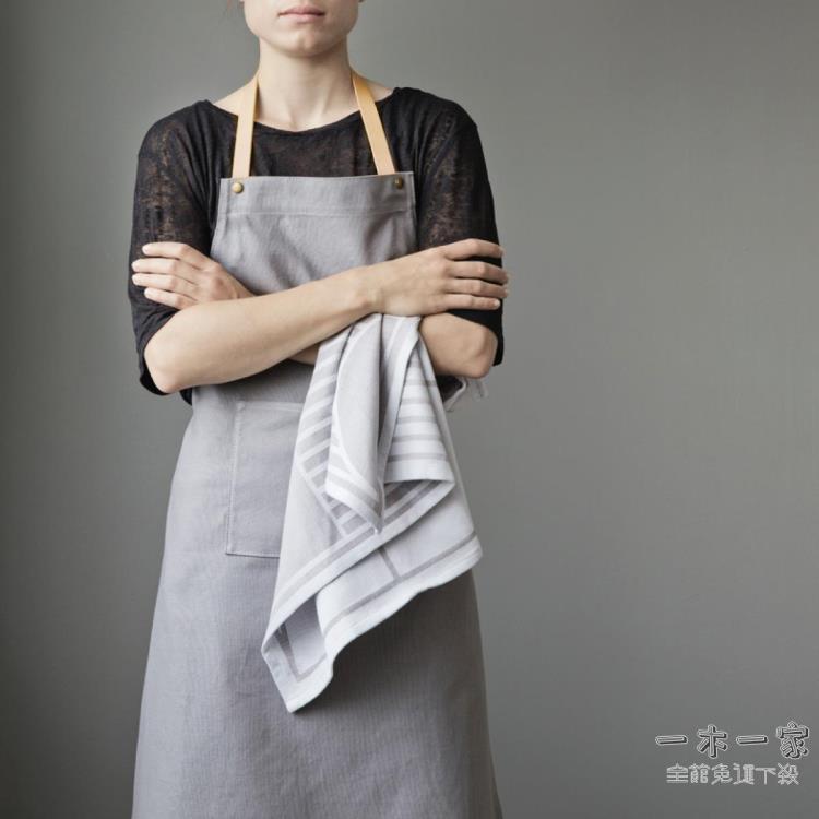圍裙 北歐丹麥圍裙純棉北歐時尚簡約圍裙 廚房餐廳工作室圍裙