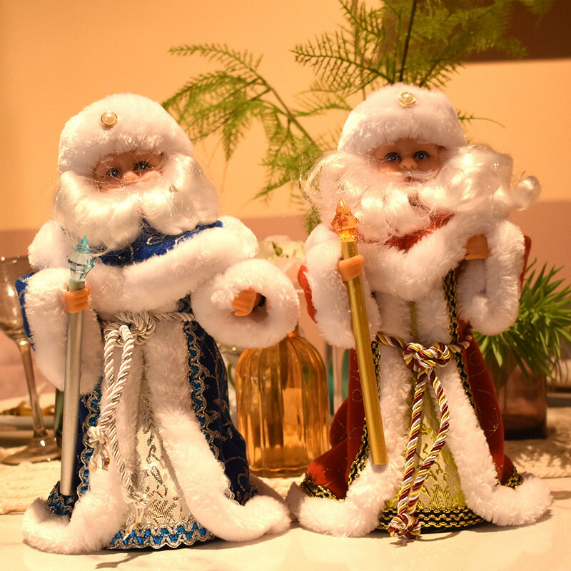 新款音樂電動圣誕老人圣誕節裝飾品俄羅斯圣誕小公仔兒童禮物玩具